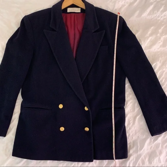 100% Cashmere Navy Blazer Jacket Vintage Stunning! - Picture 12 of 17